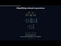 Algebra Masterclass S09E01 Simplifying Rational Expressions