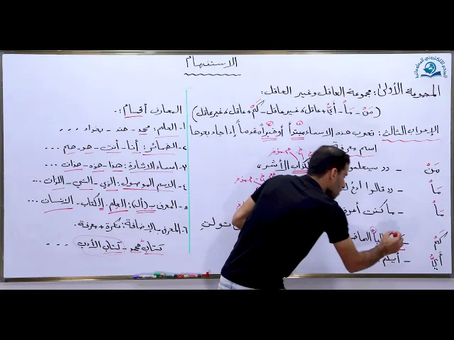 ⁣مادة اللغة العربية للصف السادس الاعدادي :إعراب أسماء الاستفهام