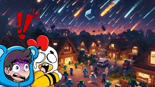 🔴 ¡ALERTA ROJA! LLUVIA de METEORITOS DESTRUYE la ALDEA en MINECRAFT! 😱☄️