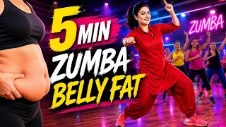 5 Mins Belly Fat Burning Zumba Dance Workout For Beginners 🔥