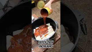 Cheffing up some chicken enchiladas in the Dutch oven at camp 🤤