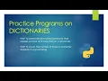 Practice Programs on Dictionaries term-2 Unit-2 Class - 11th CBSE Computer Science