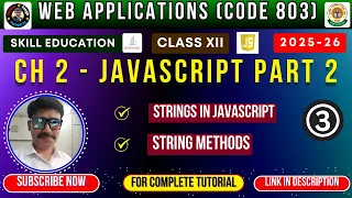 Class 12 Web Application Chapter 2 JavaScript Strings String Methods Explained Code 803 CBSE