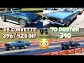 1965 Corvette vs 1970 Plymouth Duster 340 - PURE STOCK DRAG RACE Best of 3