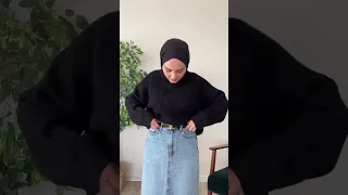 تنسيق شتوي خرافي للتنورة الجينز 