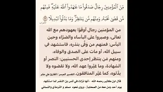 تفسير قوله تعالى من المؤمنين رجال صدقوا ما عهدوا الله عليه دندنها