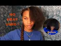 Two braids on blown out natural hair No heat with weave