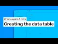 Create app in 5 mins - Creating the data table