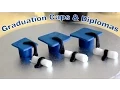 Sugar Paste Icing Fondant Graduation Caps and Diplomas Cake Toppers