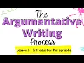 Argumentative Writing Unit - Lesson 3 Introduction Paragraphs