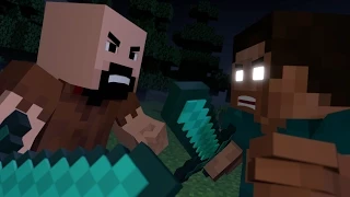 notch vs herobrine minecraft fight animation