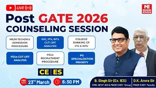 GATE 2026 Counselling Session CE and ES Engineering IITs IISc PSU M Tech Guidance MADE EASY