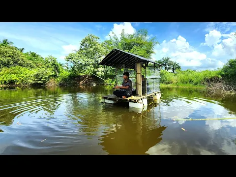 Download MP3 Heavy Rain Camping - Hit by Rain Multiple Times While Making a Floating Shelter from Bamboo \u0026Plastic