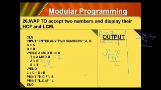 LCM AND HCF in linear programming of QBASIC LCM HCF modular programming of QBASIC DRYRUN