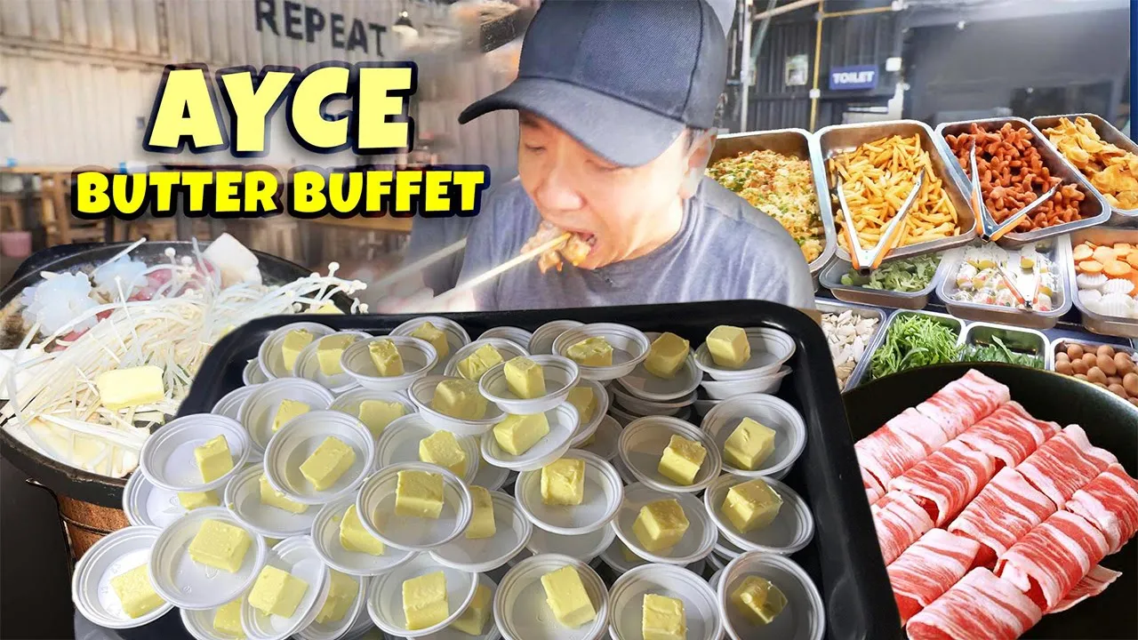 $7 ALL YOU CAN EAT "Butter Buffet" & Street Noodles in Bangkok Thailand