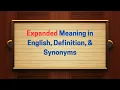Expanded Meaning in English Definition Synonyms Thesaurus Thrive