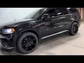 DODGE DURANGO 22 GLOSS BLACK 7 SPOKE WHEELS ON ALL TERRAIN TIRES