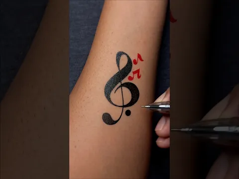 Satisfying Easy DIY Music Tattoo hack! 🔴🖤 #shorts #art #tattoo