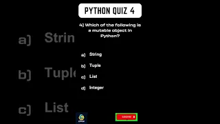 Python Quiz 4 Learn Python Coding