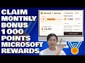 How To Claim Monthly Bonus 1000 Points on Microsoft Rewards Step-by-Step Guide Tutorial