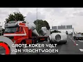 Download Lagu Grote koker valt van vrachtwagen na botsing met verkeersbord bij Hovenring