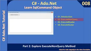 SqlCommand Part 2 - ExecuteNonQuery Example Ado Net Tutorial