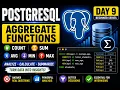 PostgreSQL Day 9 Aggregate Functions COUNT SUM AVG MIN MAX