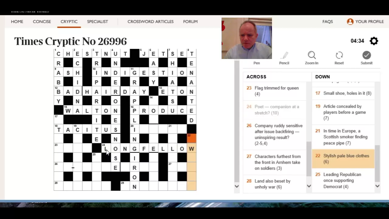 Solving the Times Crossword on 27 March 2018