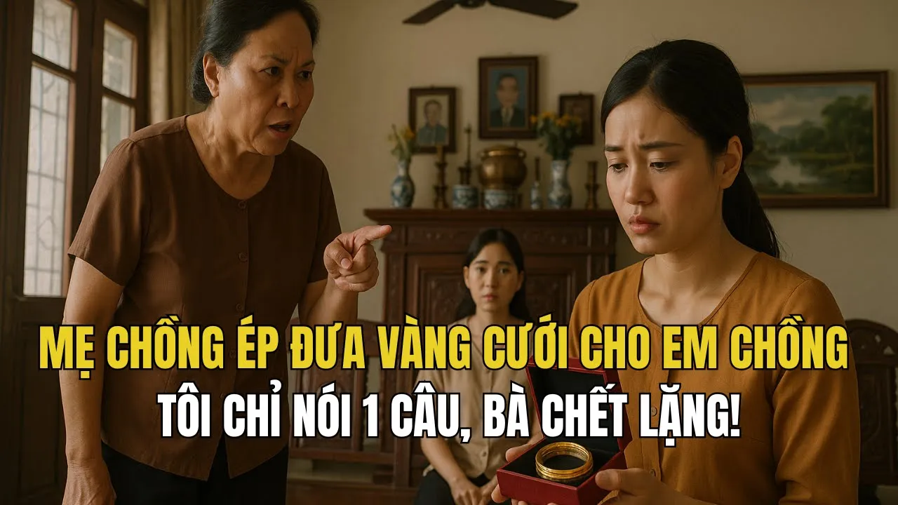 Outline Video Mẹ Chồng Ép Tôi Đưa Vàng Cưới Cho Em Chồng – Một Câu Nói Khiến Bà Tắt Tiếng!