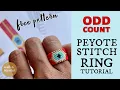 Odd Count Peyote Stitch Ring Tutorial with Miyuki Delica Beads and a Free Pattern to Download