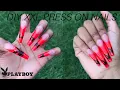 Y2K Playboy Nails Enailcouture XXL Coffin Nails Red French Tip Diy Press On Nails At Home