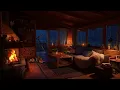 Download Lagu Rain Sounds \u0026 Crackling Fireplace at Night | Cozy Living Room with Sleeping Pets \u0026 Open Balcony Door