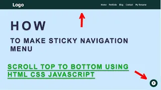 How To Make Sticky Header Sticky Menu Bar Scroll Top To Bottom Using HTML CSS Javascript