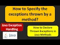 How to Specify the exceptions thrown by a method Java Exception handling