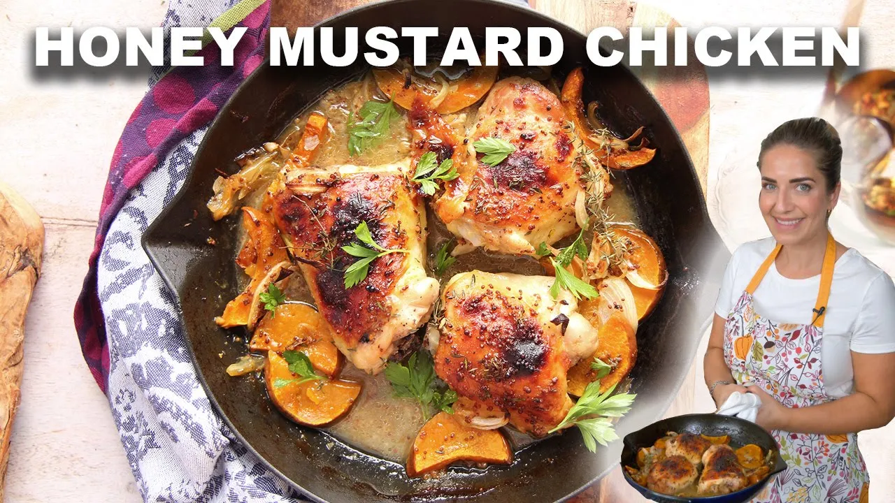 Honey Mustard Roasted Chicken - Easy Weeknight Recipe!