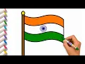 Indian Flag Drawing for Kids Easy Tiranga Drawing Step by Step Independence Day Drawing