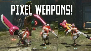 MOnster Hunter Rise Sunbreak Pixel Weapons Layered Weapons Showcase LS GS IG
