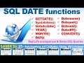 SQL DATE Functions Demo of Date Month Year DateAdd Datename DatePart DateDiff Convert Function
