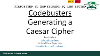 Codebusters - Generating a Caesar Cipher