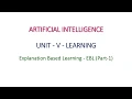 Explanation Based Learning - Part-1 in Artificial Intelligence