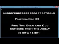 Microprocessor 8086 Practicals Find Even and Odd numbers from the array 8-bit 16-bit