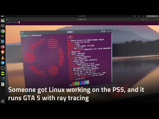 Someone got Linux working on the PS5, and it runs GTA 5 with ray tracing