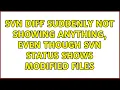 svn diff suddenly not showing anything even though svn status shows modified files