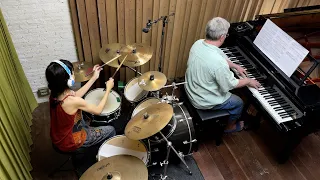 Jazz Drum Practice "The Pink Panther" (Mancini) Emilie & Dad