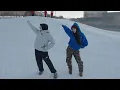 Sakura and Bri Filming a Tik Tok in the Snow