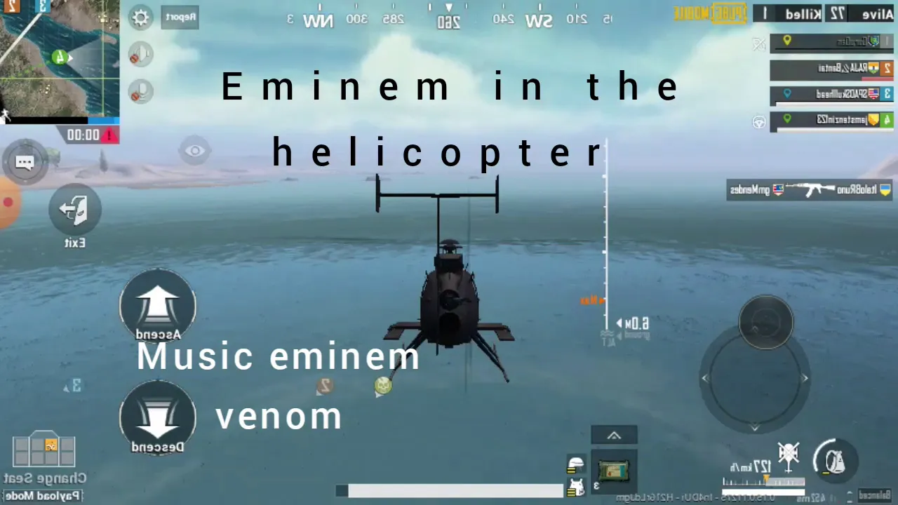 helicopter sensational drive  with eminem song "on" (pubg)