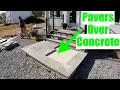 Installing pavers over a concrete slab steps