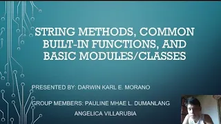 String Methods Common Built-in Functions and Basic