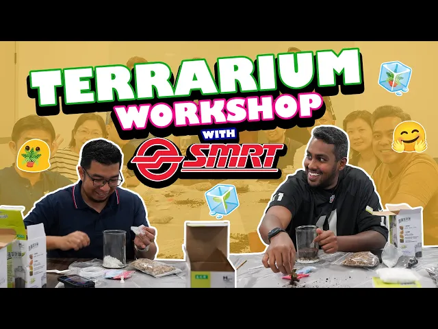 SMRT staff build terrariums at a FunEmpire workshop