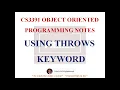USING THROWS KEYWORD NOTES CS3391 OBJECT ORIENTED PROGRAMMING NOTES 2021 REGULATION CSE